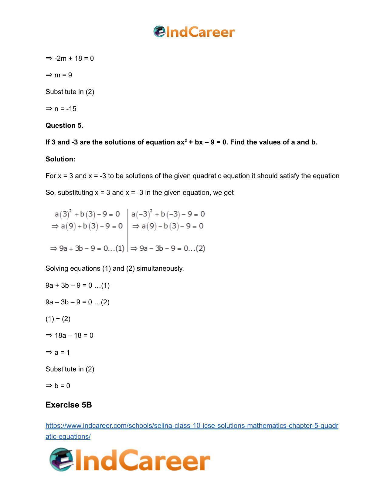 Selina Class 10 ICSE Solutions Mathematics : Chapter 5 - Quadratic Equations - Page 6