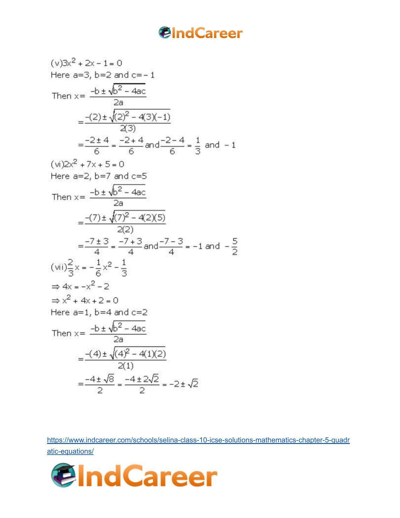 Selina Class 10 ICSE Solutions Mathematics : Chapter 5 - Quadratic Equations - Page 38