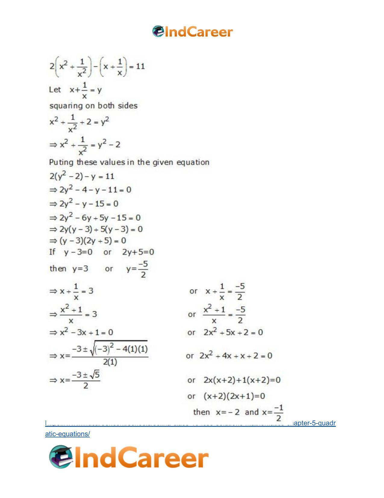 Selina Class 10 ICSE Solutions Mathematics : Chapter 5 - Quadratic Equations - Page 63