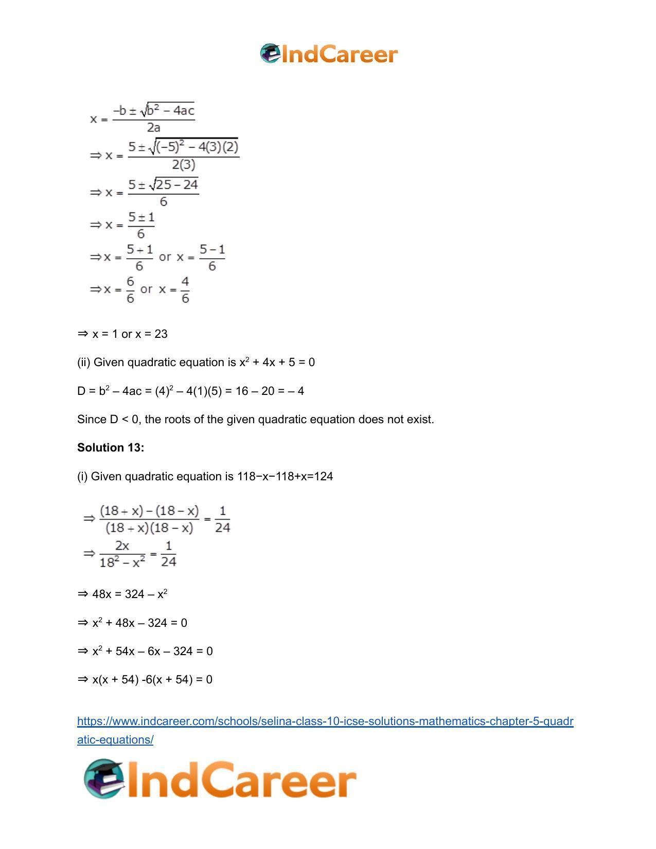 Selina Class 10 ICSE Solutions Mathematics : Chapter 5 - Quadratic Equations - Page 84