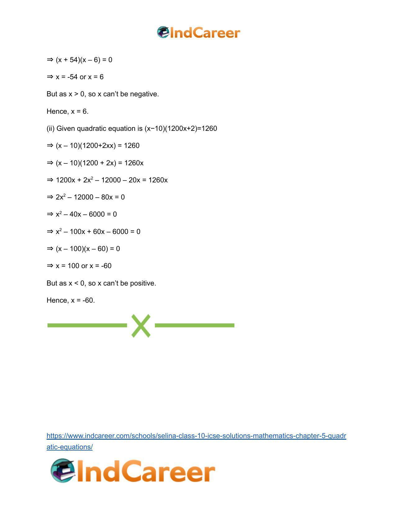Selina Class 10 ICSE Solutions Mathematics : Chapter 5 - Quadratic Equations - Page 85