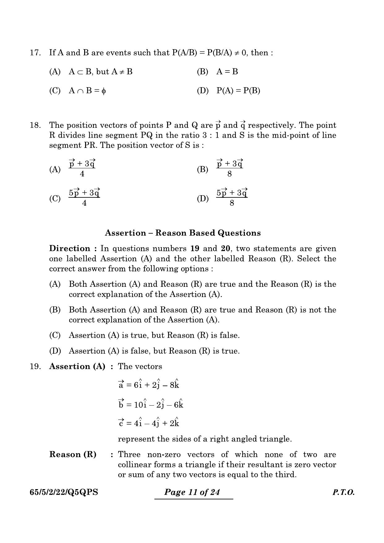 CBSE Class 12 65-5-2 Mathematics 2024 Question Paper - Page 11