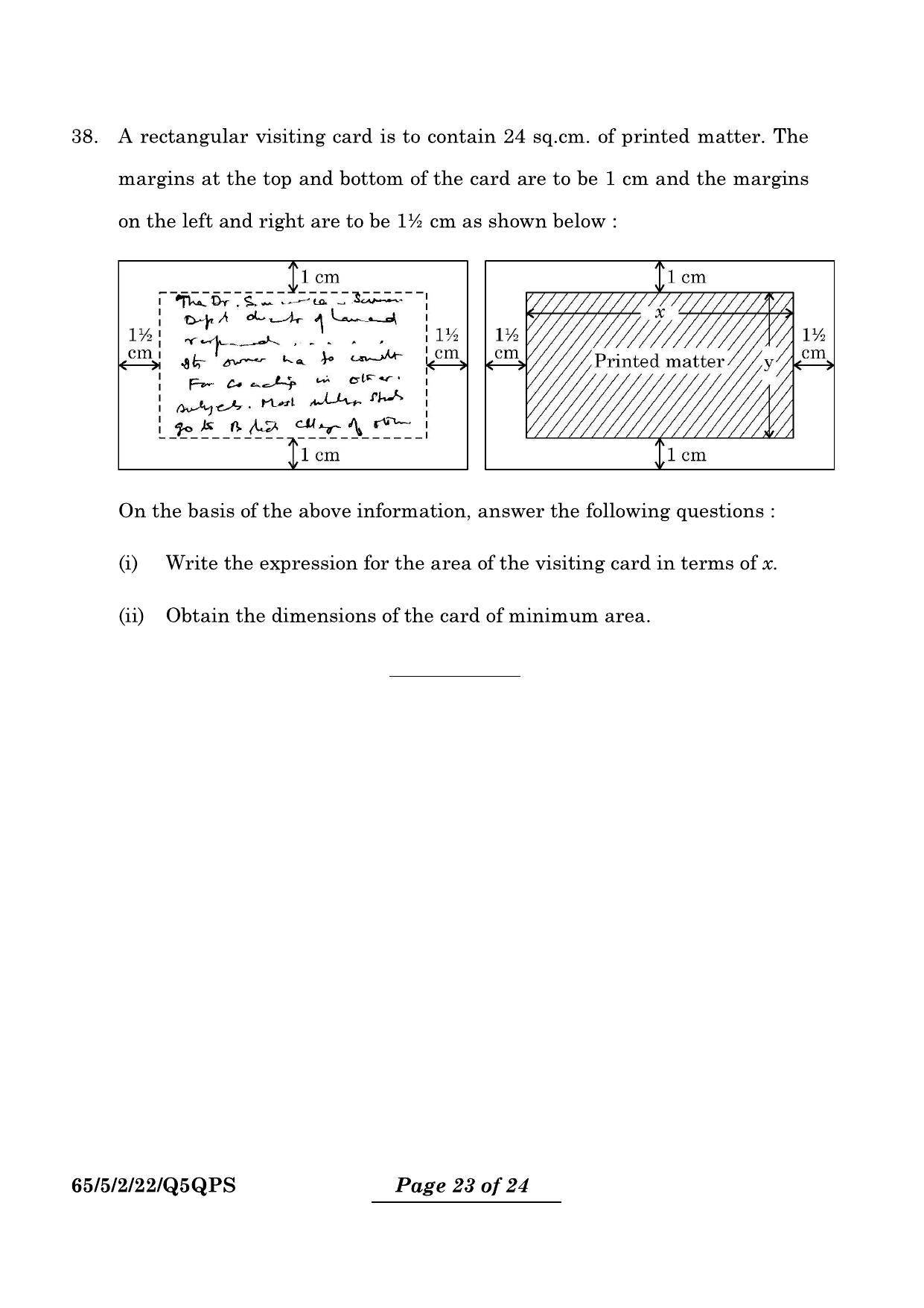 CBSE Class 12 65-5-2 Mathematics 2024 Question Paper - Page 23