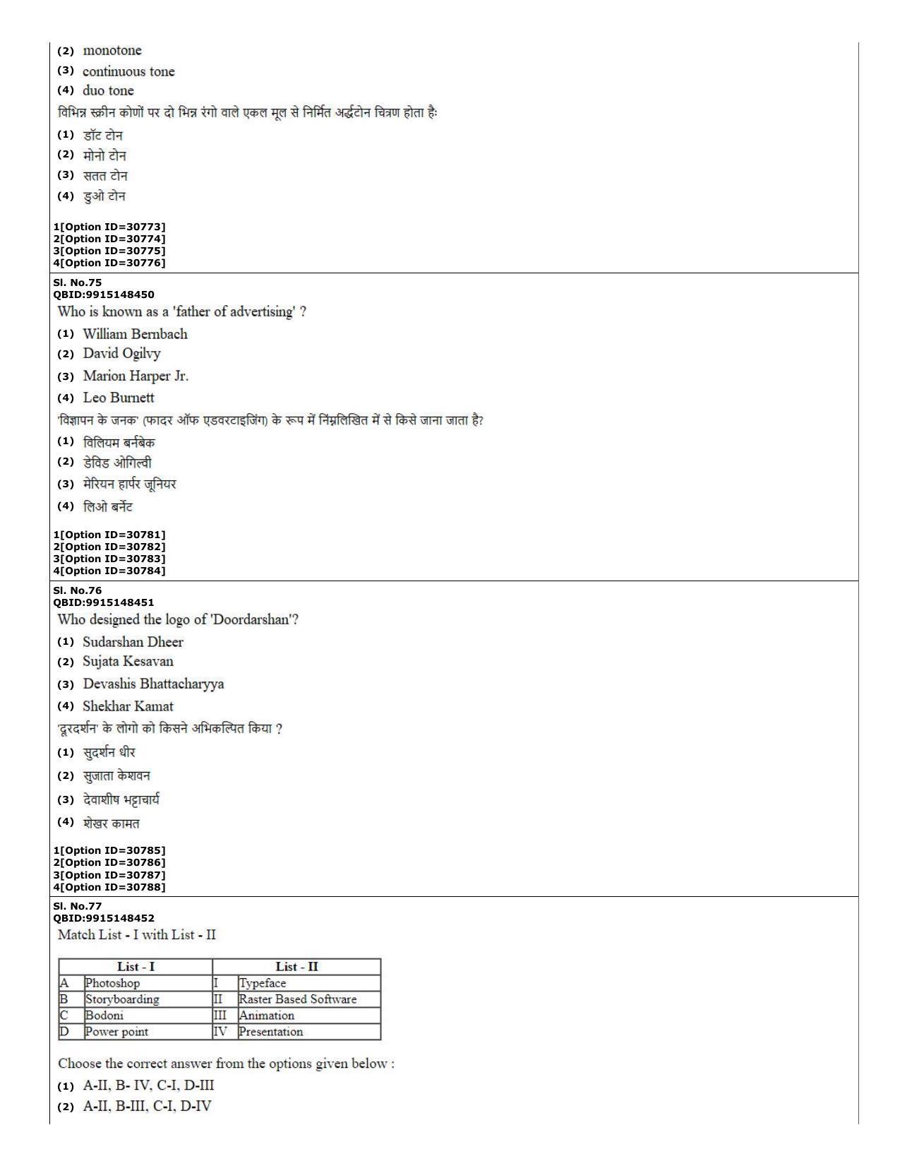 CUET (PG) 2022: PGQP-74 Applied Arts (10-09-2022) Question Paper - Page 27