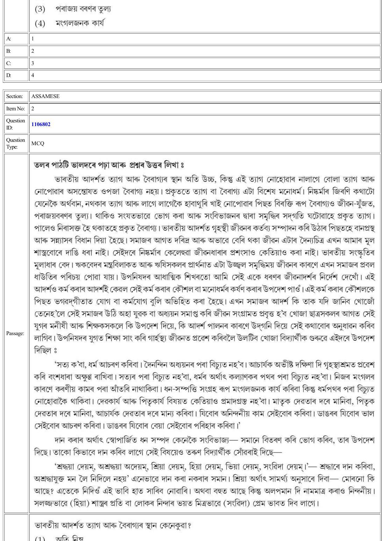CUET 2022 Question Paper of Assamese - Page 2