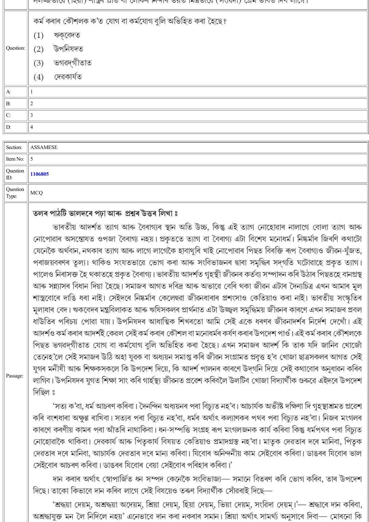CUET 2022 Question Paper of Assamese - Page 5