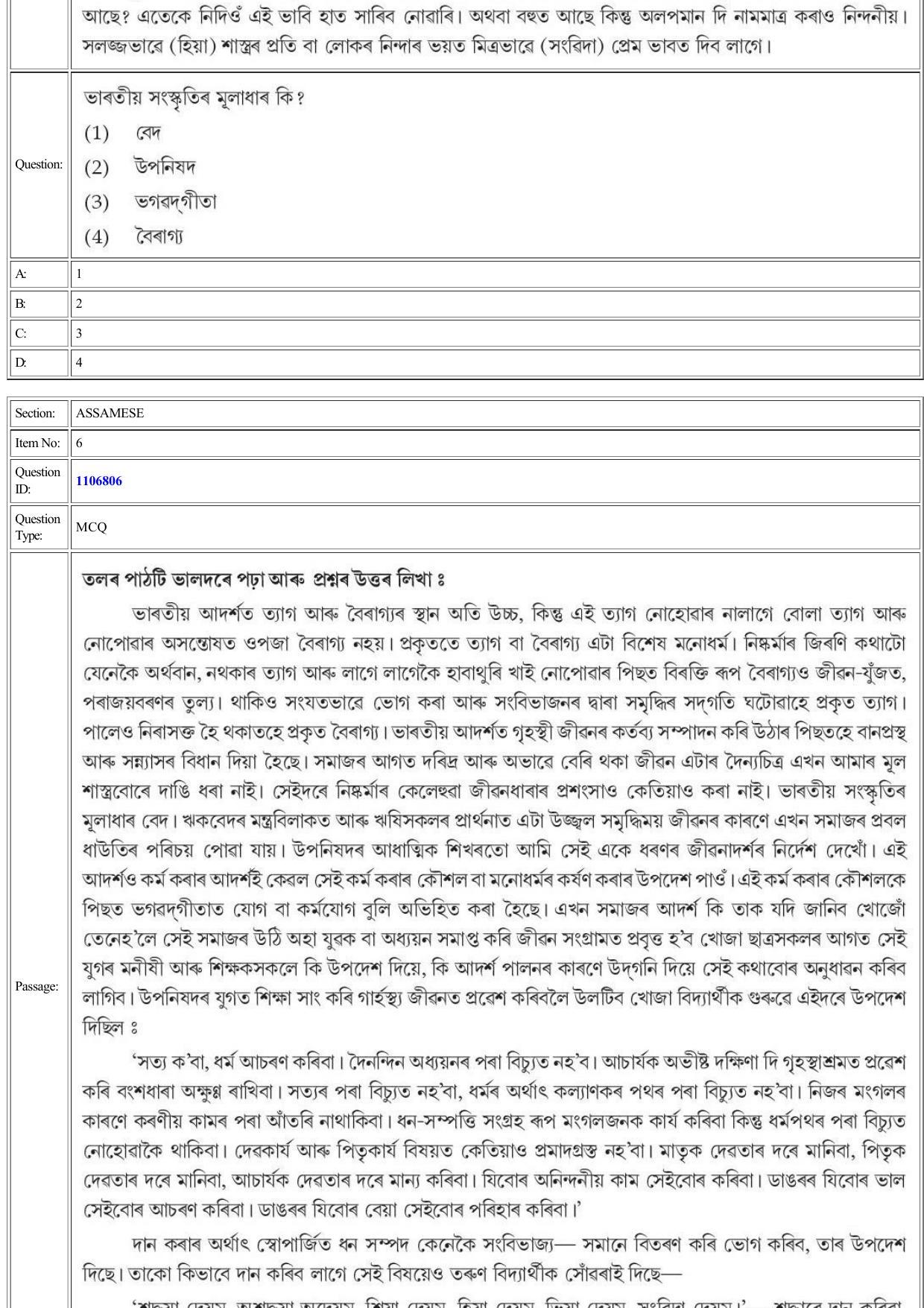 CUET 2022 Question Paper of Assamese - Page 6