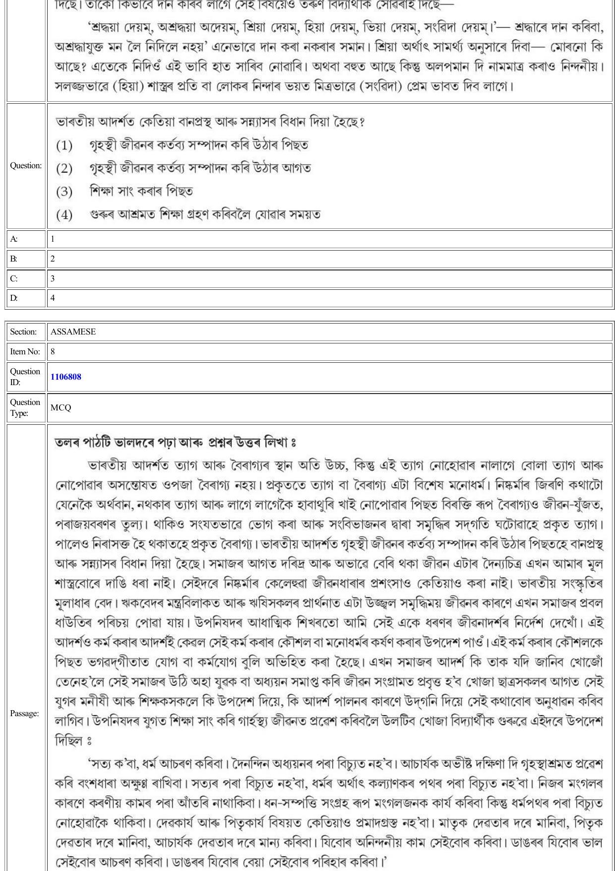 CUET 2022 Question Paper of Assamese - Page 8