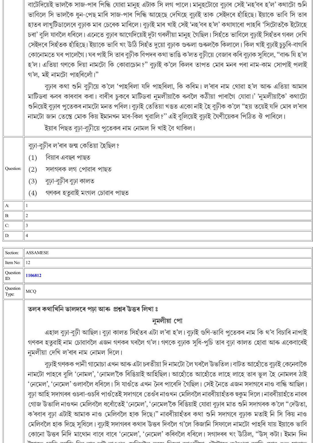 CUET 2022 Question Paper of Assamese - Page 12