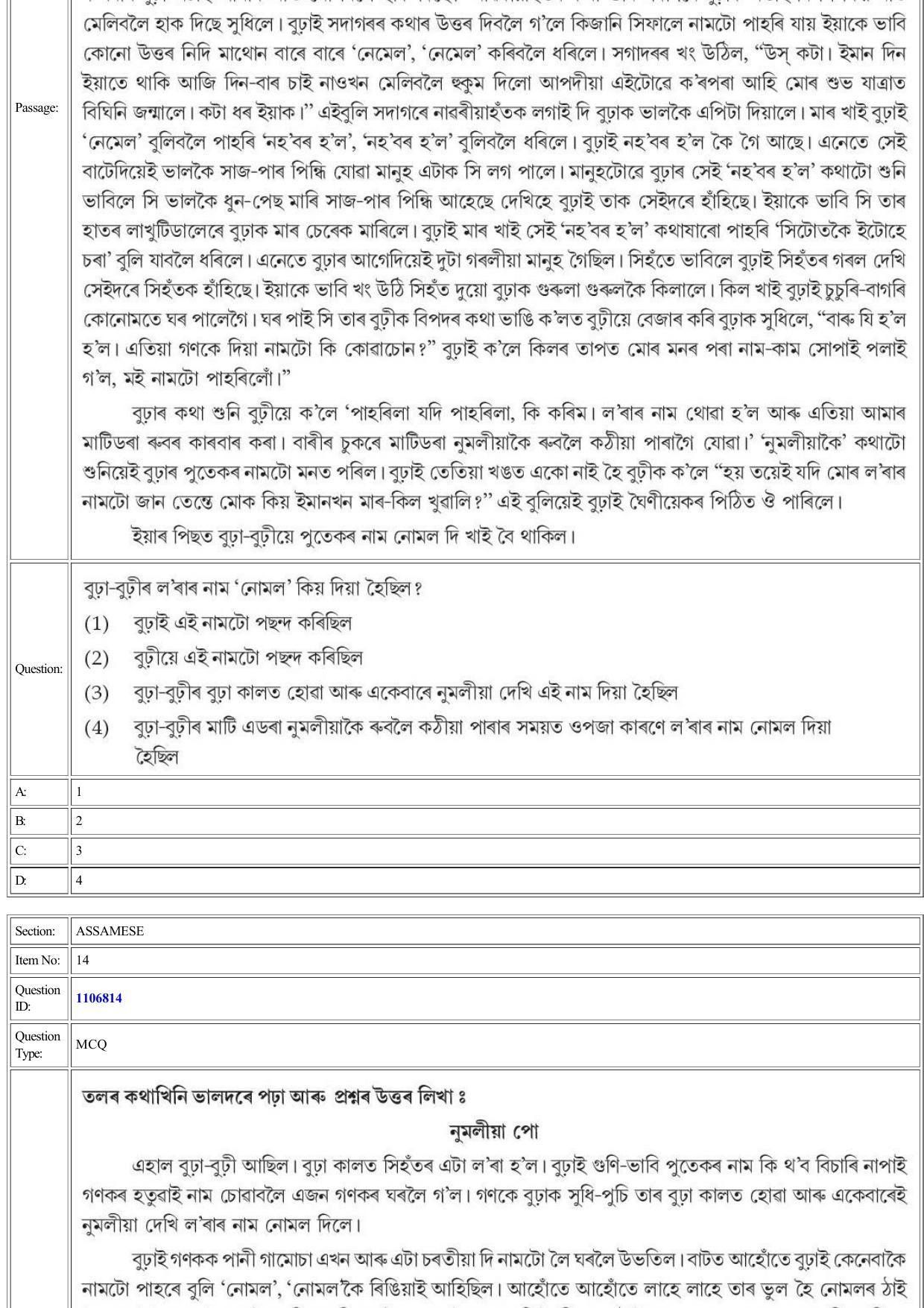 CUET 2022 Question Paper of Assamese - Page 14