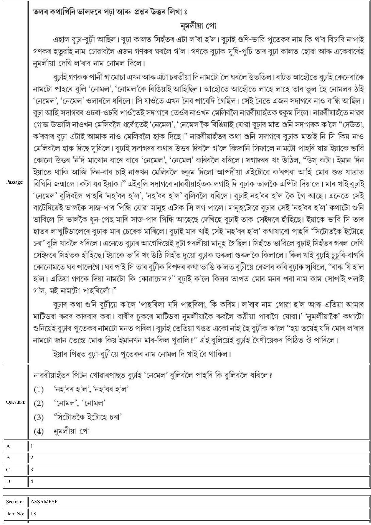 CUET 2022 Question Paper of Assamese - Page 18