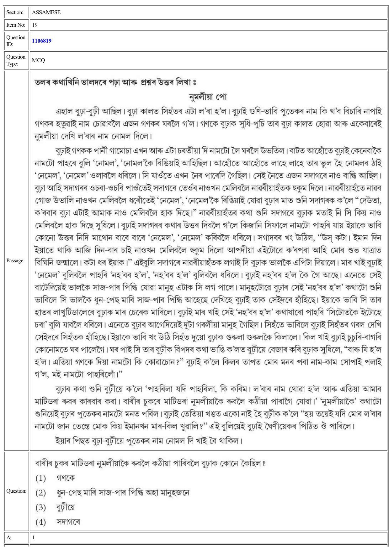 CUET 2022 Question Paper of Assamese - Page 20