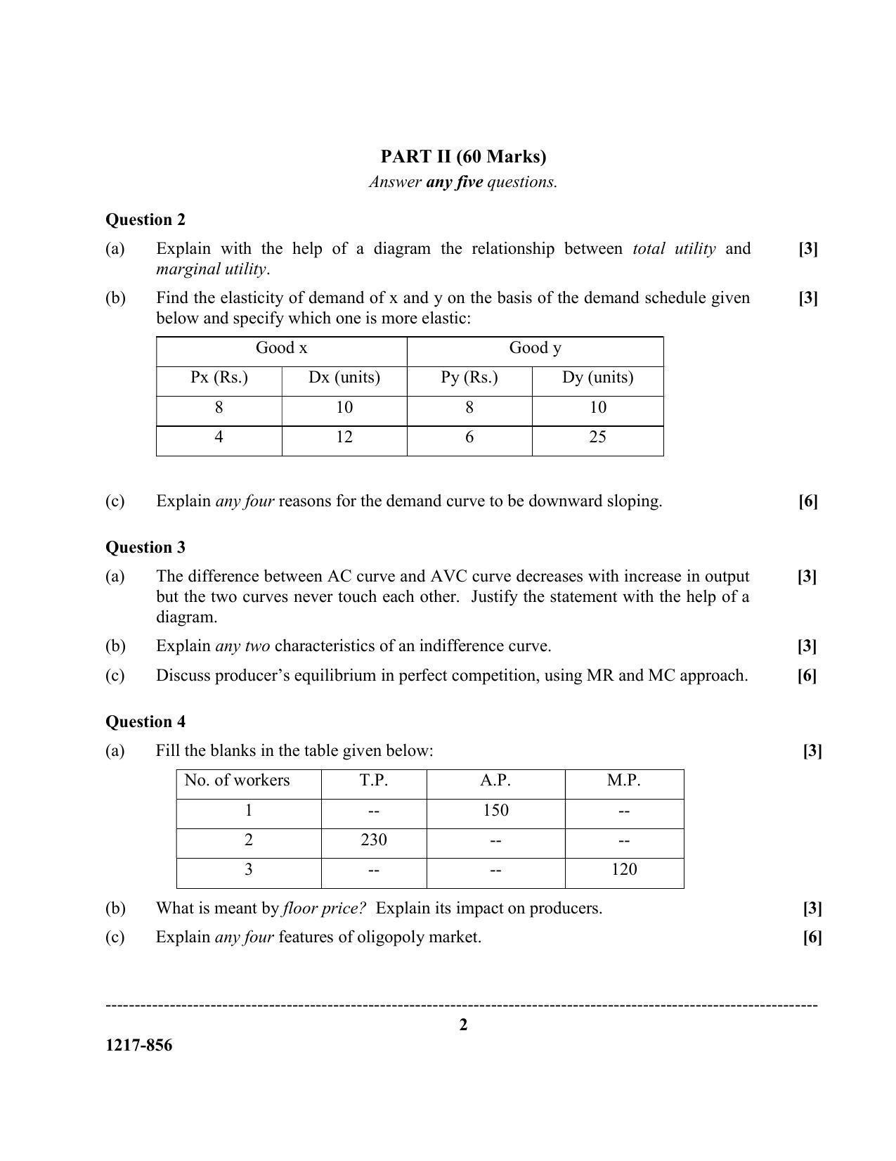 ISC Class 12 2017 ECONOMICS Question Paper - Page 2