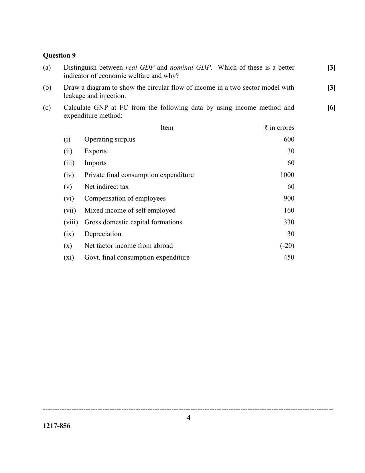 ISC Class 12 2017 ECONOMICS Question Paper - Page 4