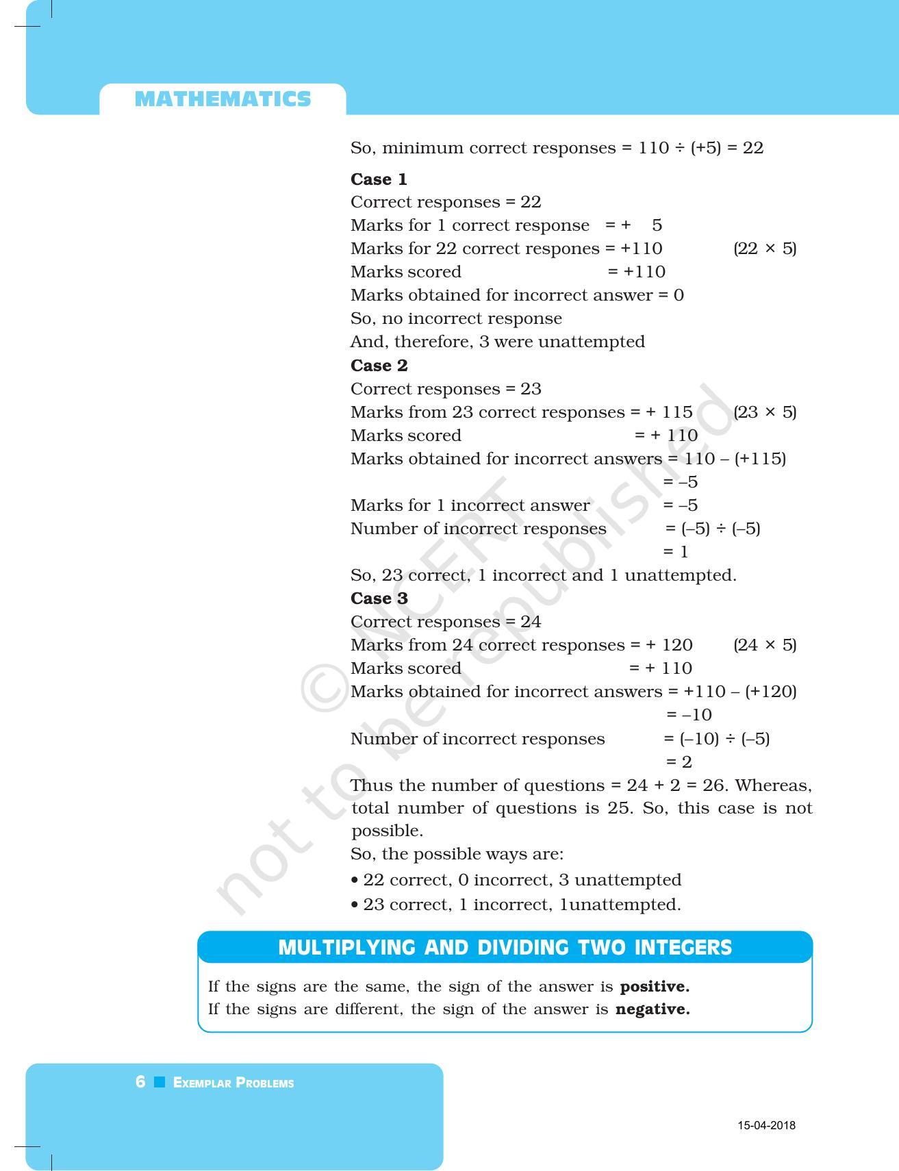 NCERT Exemplar Book for Class 7 Maths: Chapter 1-Integers - Page 6