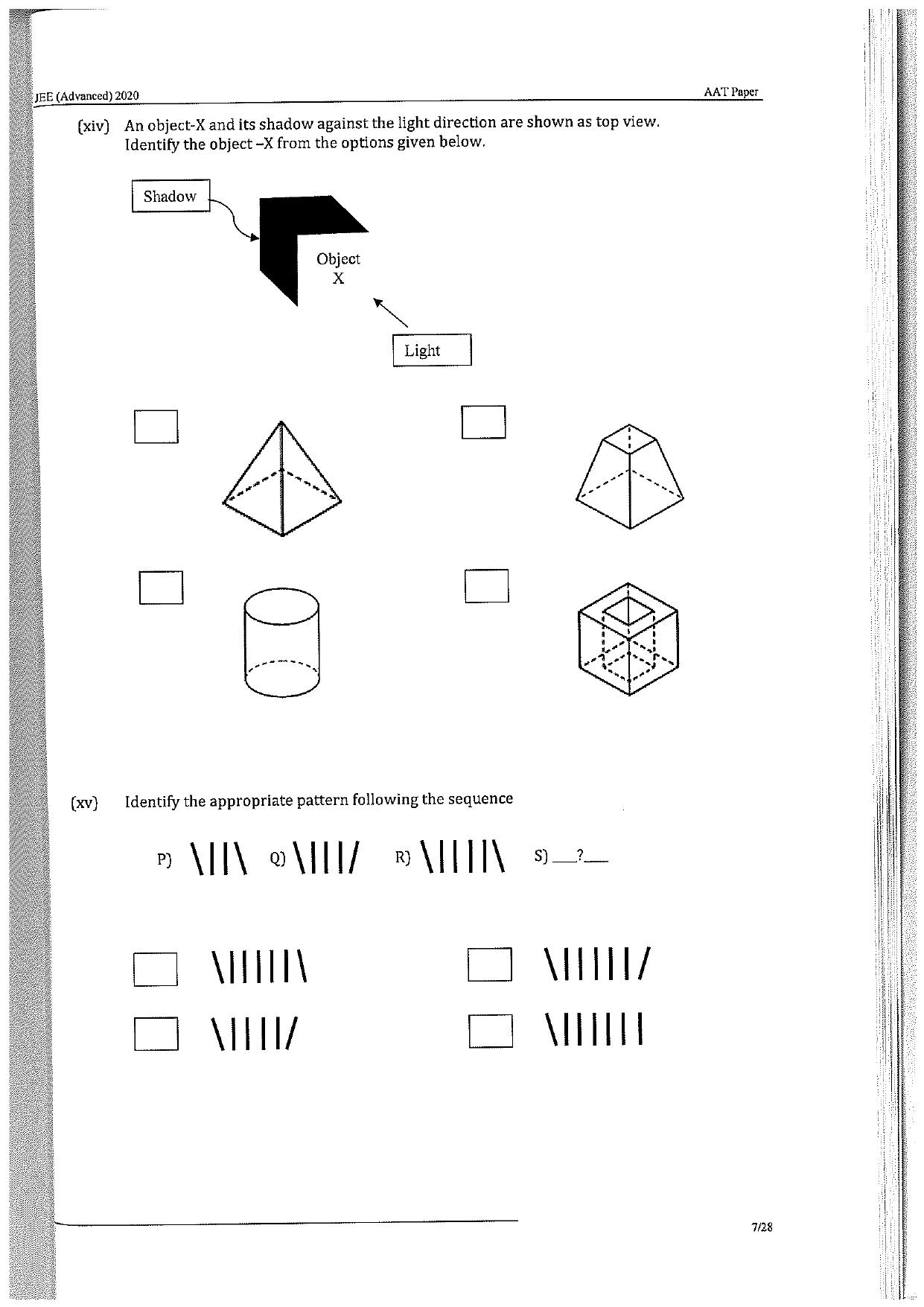 JEE Advanced AAT 2020 Question Paper - Page 7