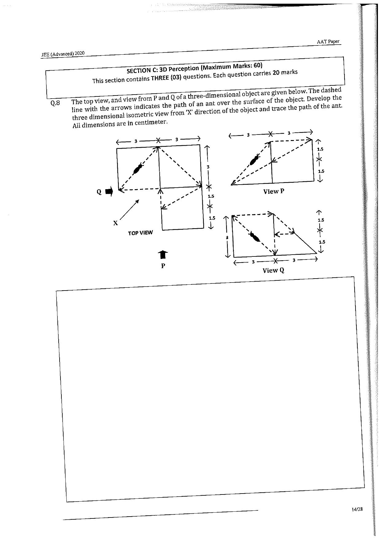 JEE Advanced AAT 2020 Question Paper - Page 14