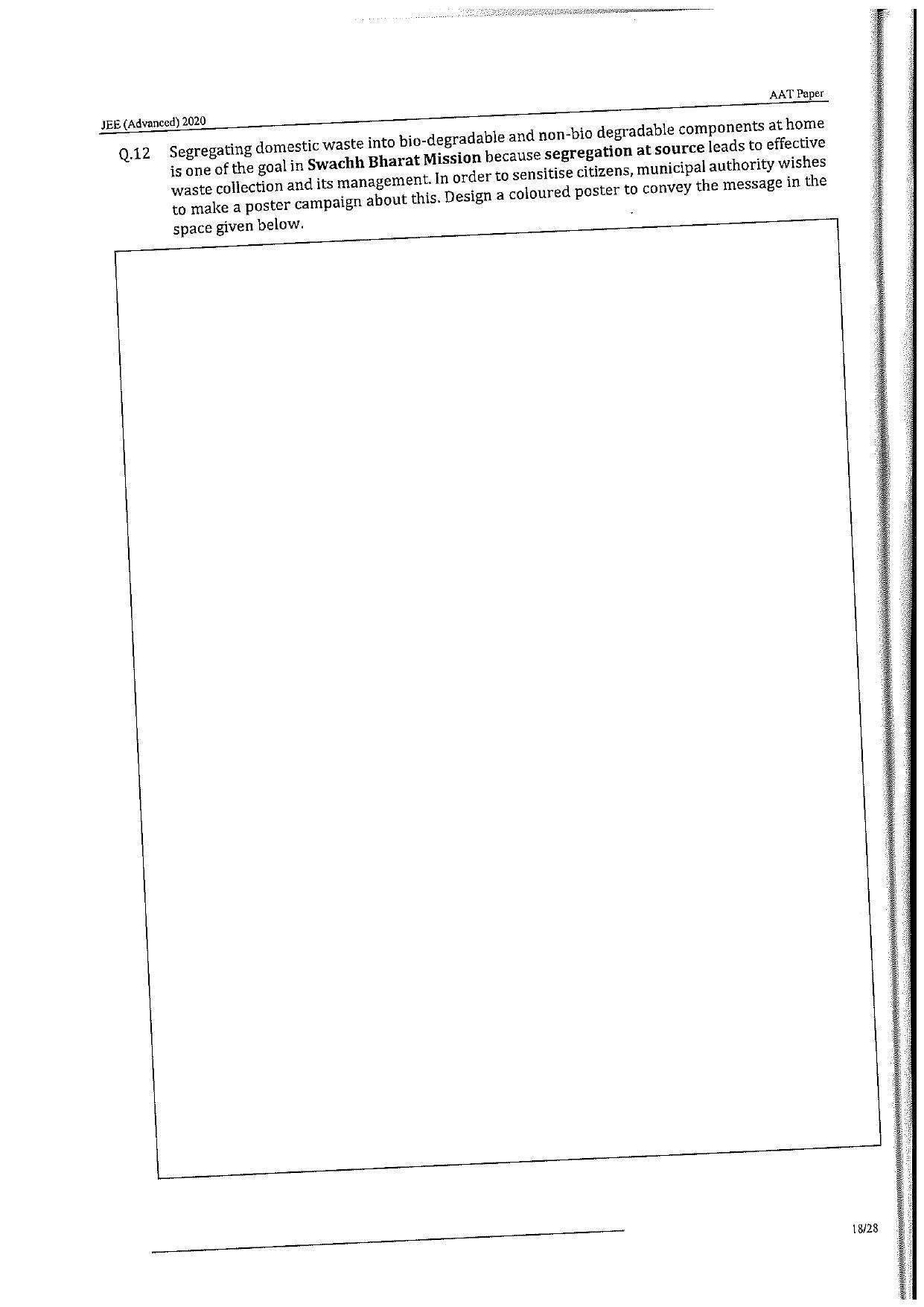 JEE Advanced AAT 2020 Question Paper - Page 18
