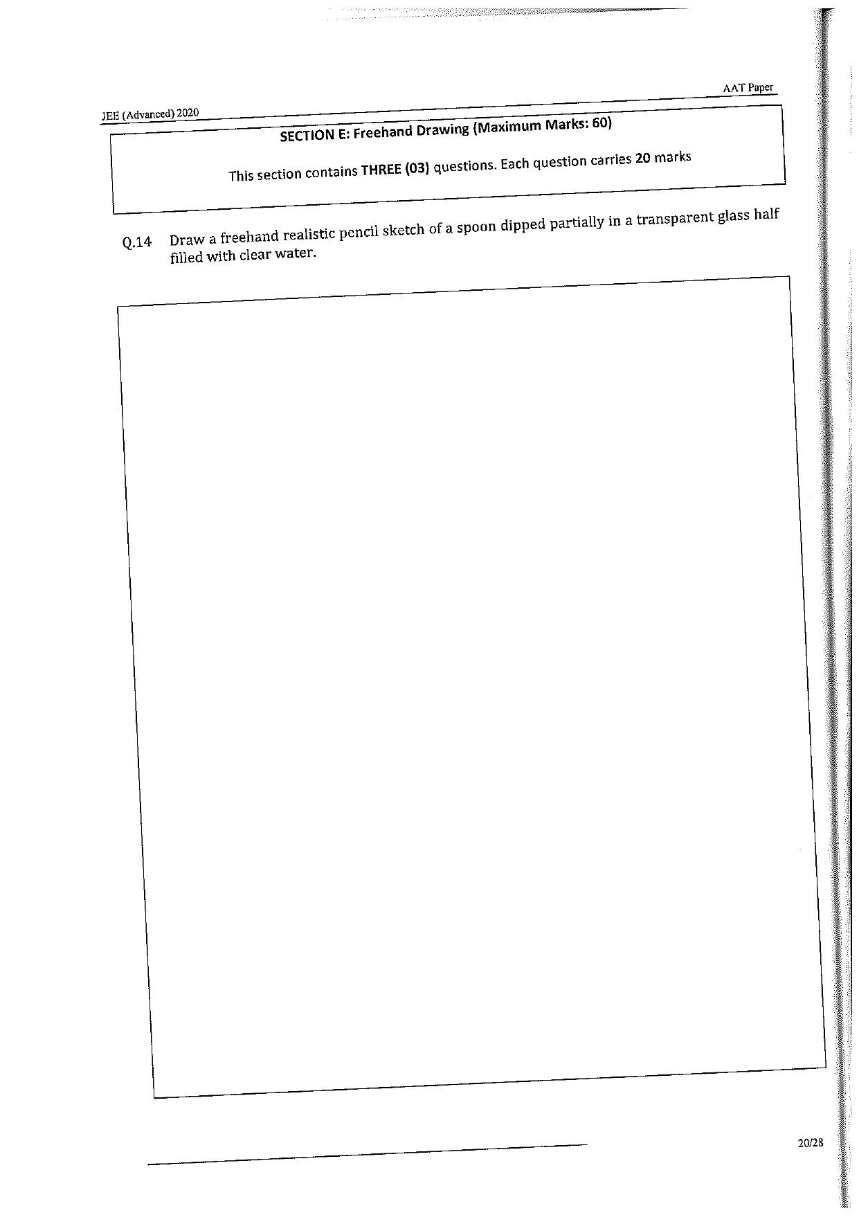 JEE Advanced AAT 2020 Question Paper - Page 20