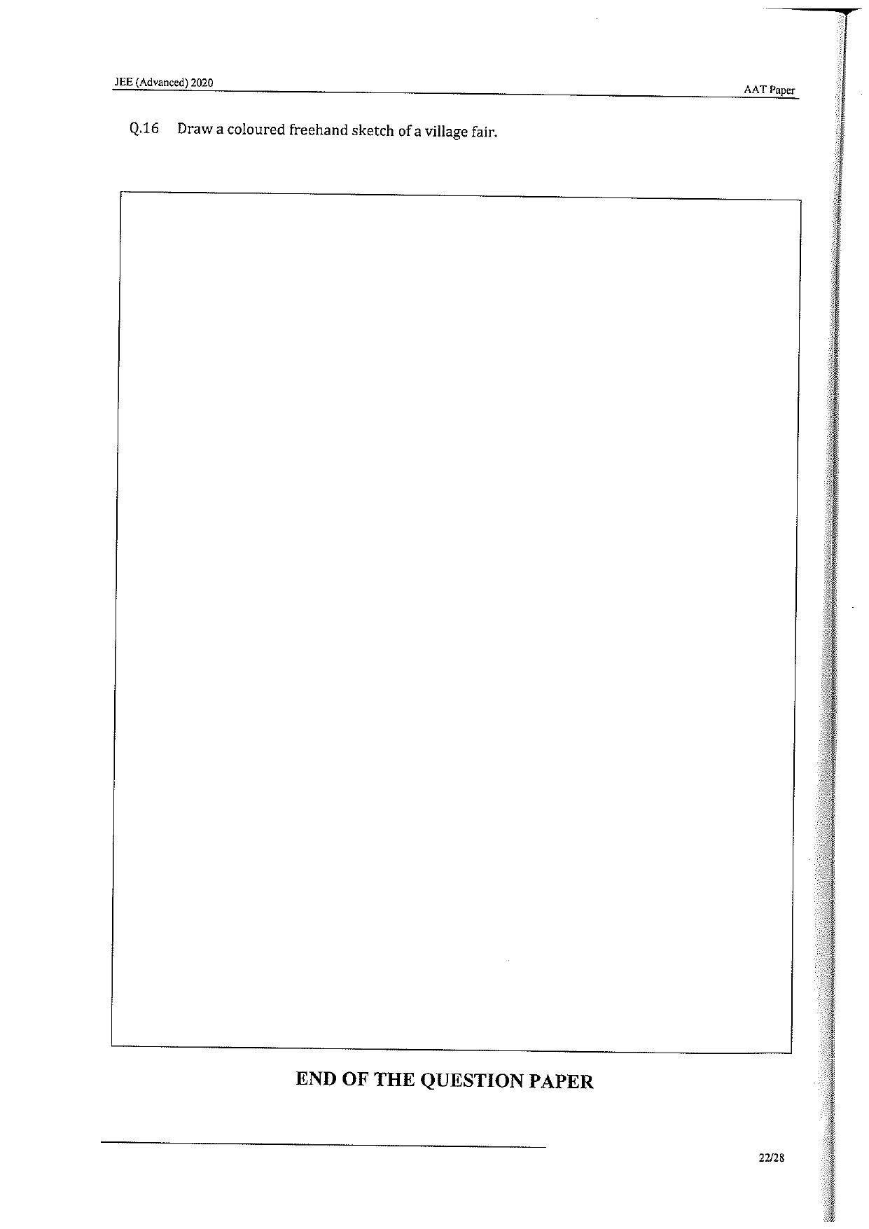 JEE Advanced AAT 2020 Question Paper - Page 22