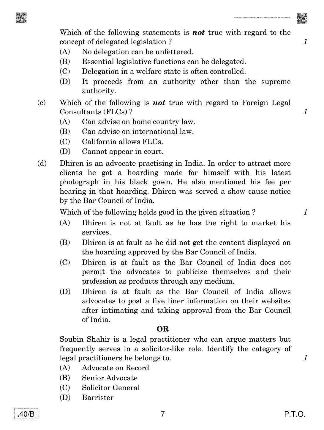 CBSE Class 12 Legal Studies 2020 Compartment Question Paper - Page 7
