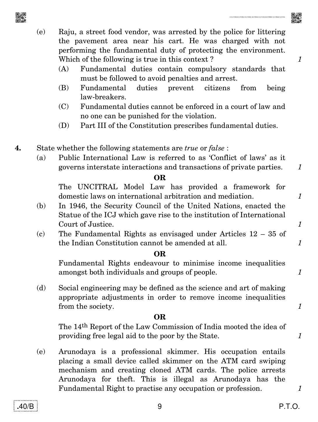 CBSE Class 12 Legal Studies 2020 Compartment Question Paper - Page 9