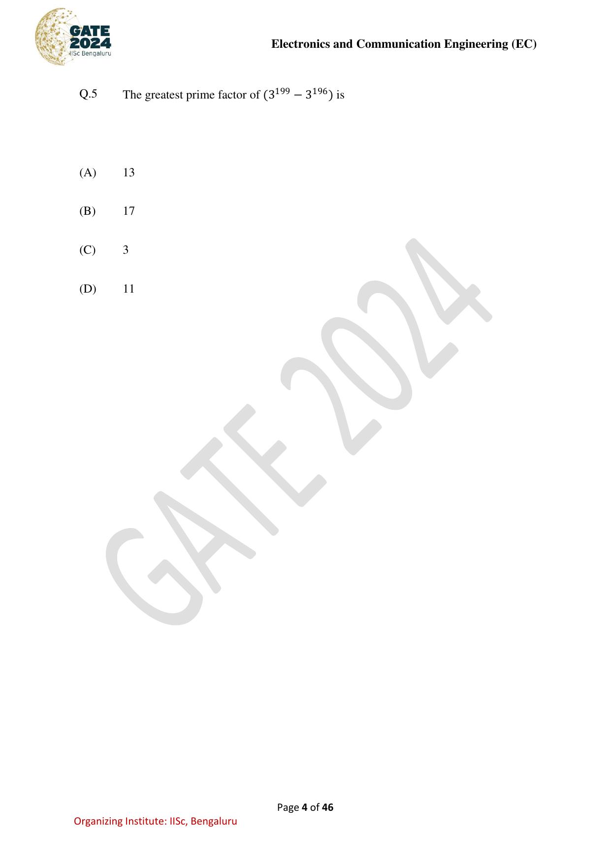 GATE 2024 Electronics and Communication Engineering (EC) Question Paper - Page 4