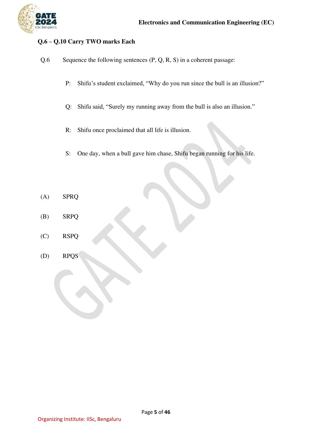 GATE 2024 Electronics and Communication Engineering (EC) Question Paper - Page 5