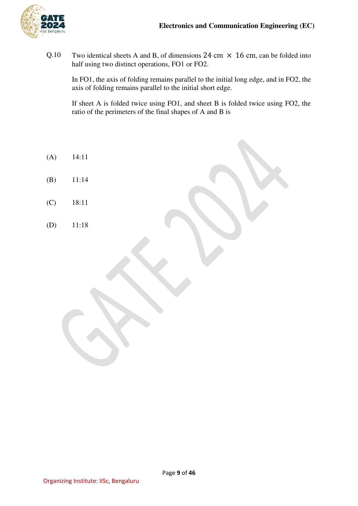GATE 2024 Electronics and Communication Engineering (EC) Question Paper - Page 9