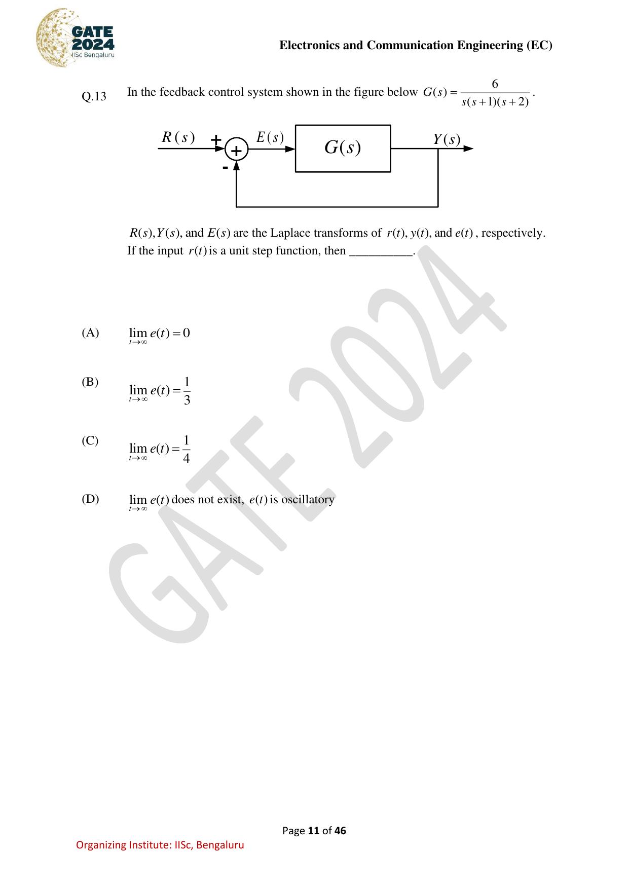 GATE 2024 Electronics and Communication Engineering (EC) Question Paper - Page 11