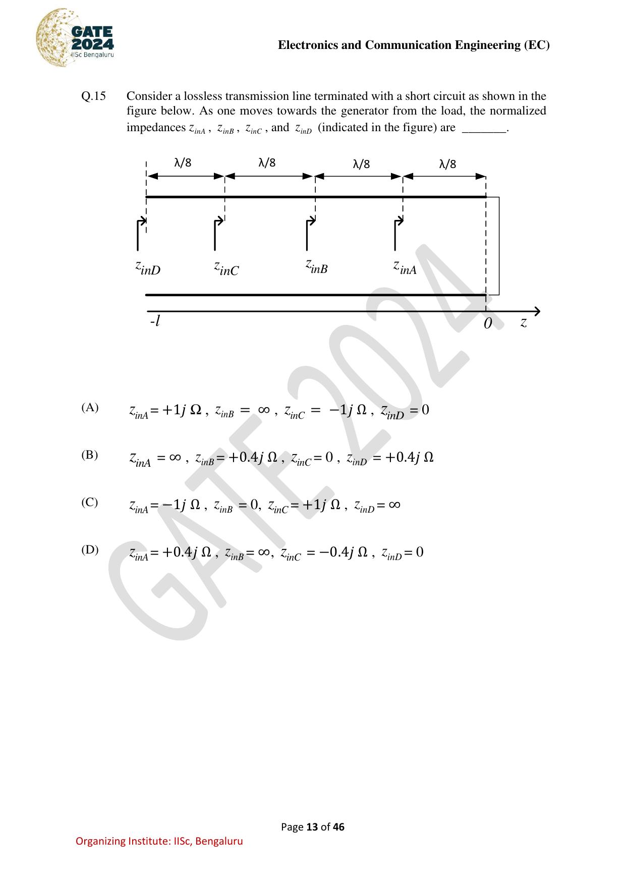 GATE 2024 Electronics and Communication Engineering (EC) Question Paper - Page 13