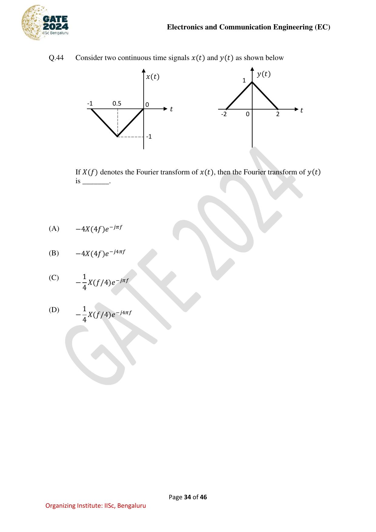 GATE 2024 Electronics and Communication Engineering (EC) Question Paper - Page 34