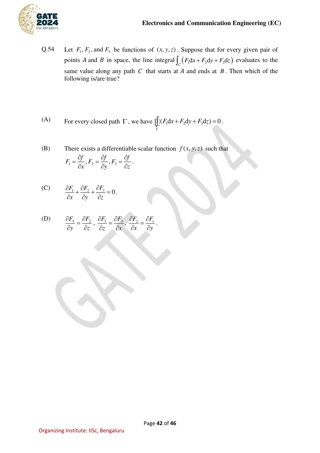 GATE 2024 Electronics and Communication Engineering (EC) Question Paper - Page 42