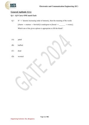 GATE 2024 Electronics and Communication Engineering (EC) Question Paper