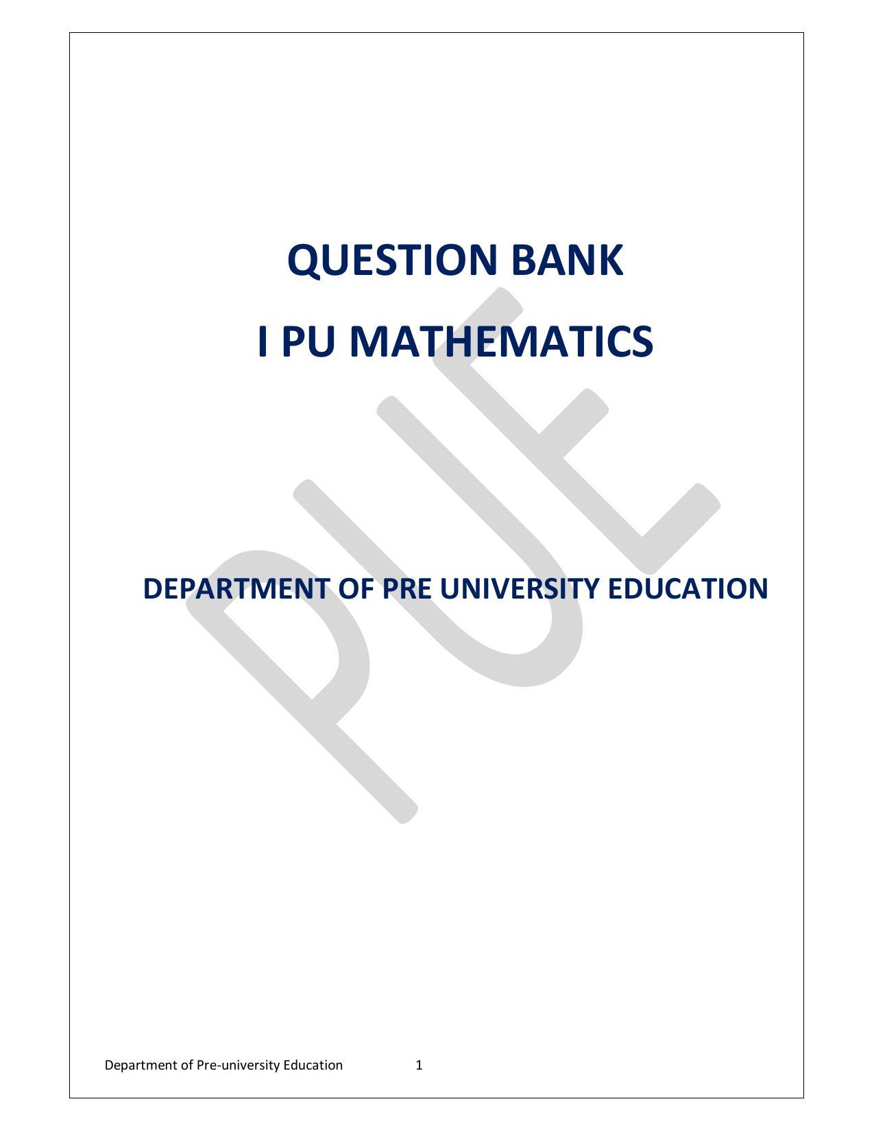 Karnataka 1st PUC Question Bank for Mathematics - Page 1