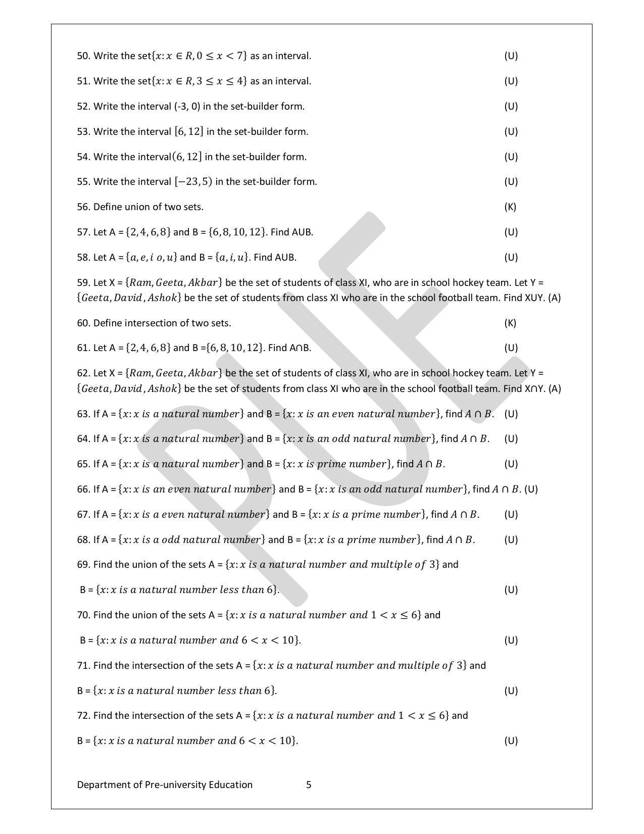 Karnataka 1st PUC Question Bank for Mathematics - Page 5