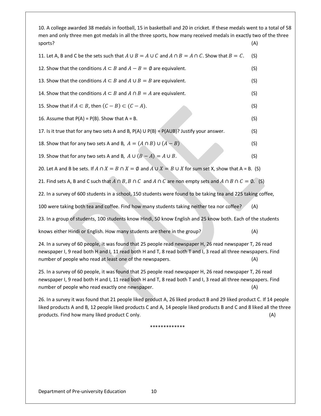 Karnataka 1st PUC Question Bank for Mathematics - Page 10