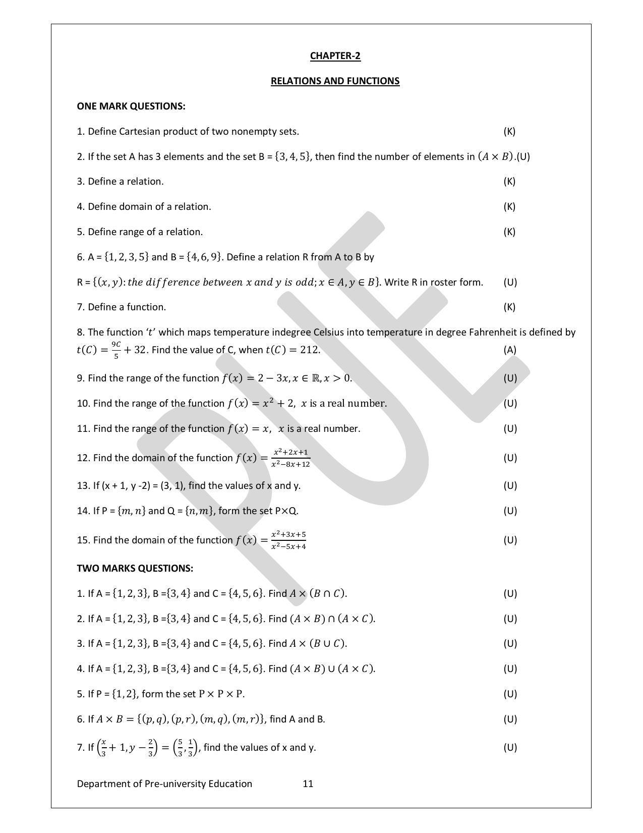 Karnataka 1st PUC Question Bank for Mathematics - Page 11