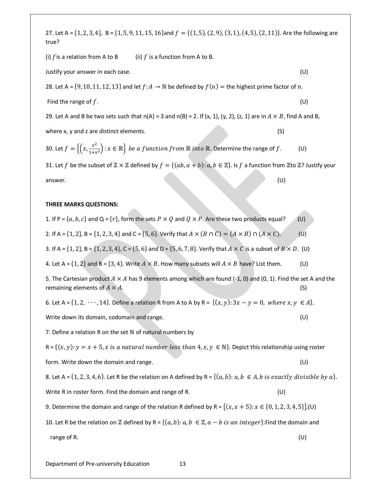 Karnataka 1st PUC Question Bank for Mathematics - Page 13