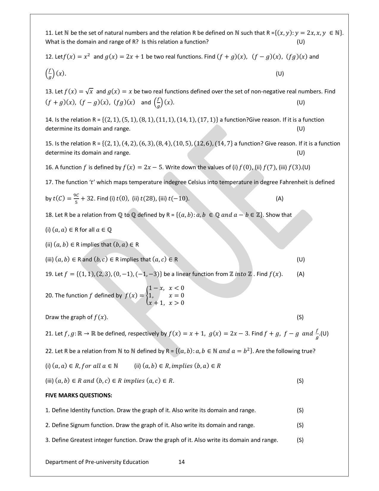 Karnataka 1st PUC Question Bank for Mathematics - Page 14