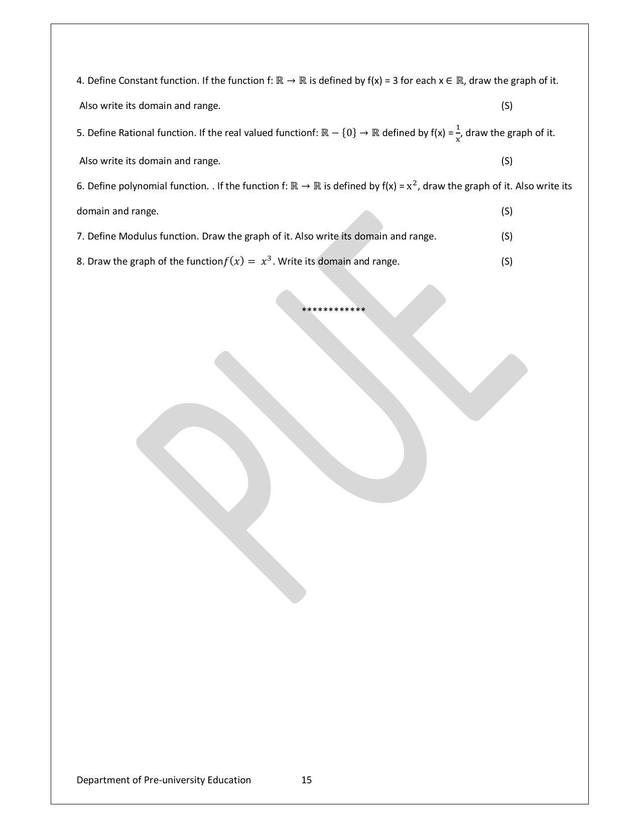 Karnataka 1st PUC Question Bank for Mathematics - Page 15