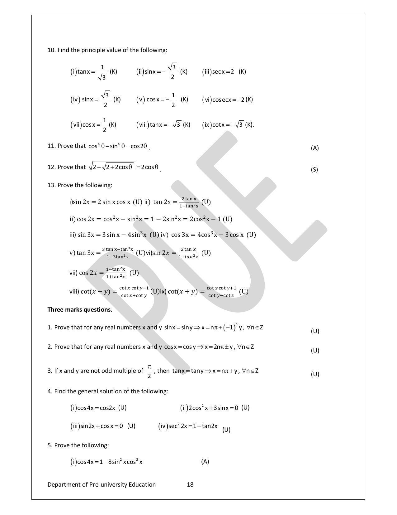Karnataka 1st PUC Question Bank for Mathematics - Page 18