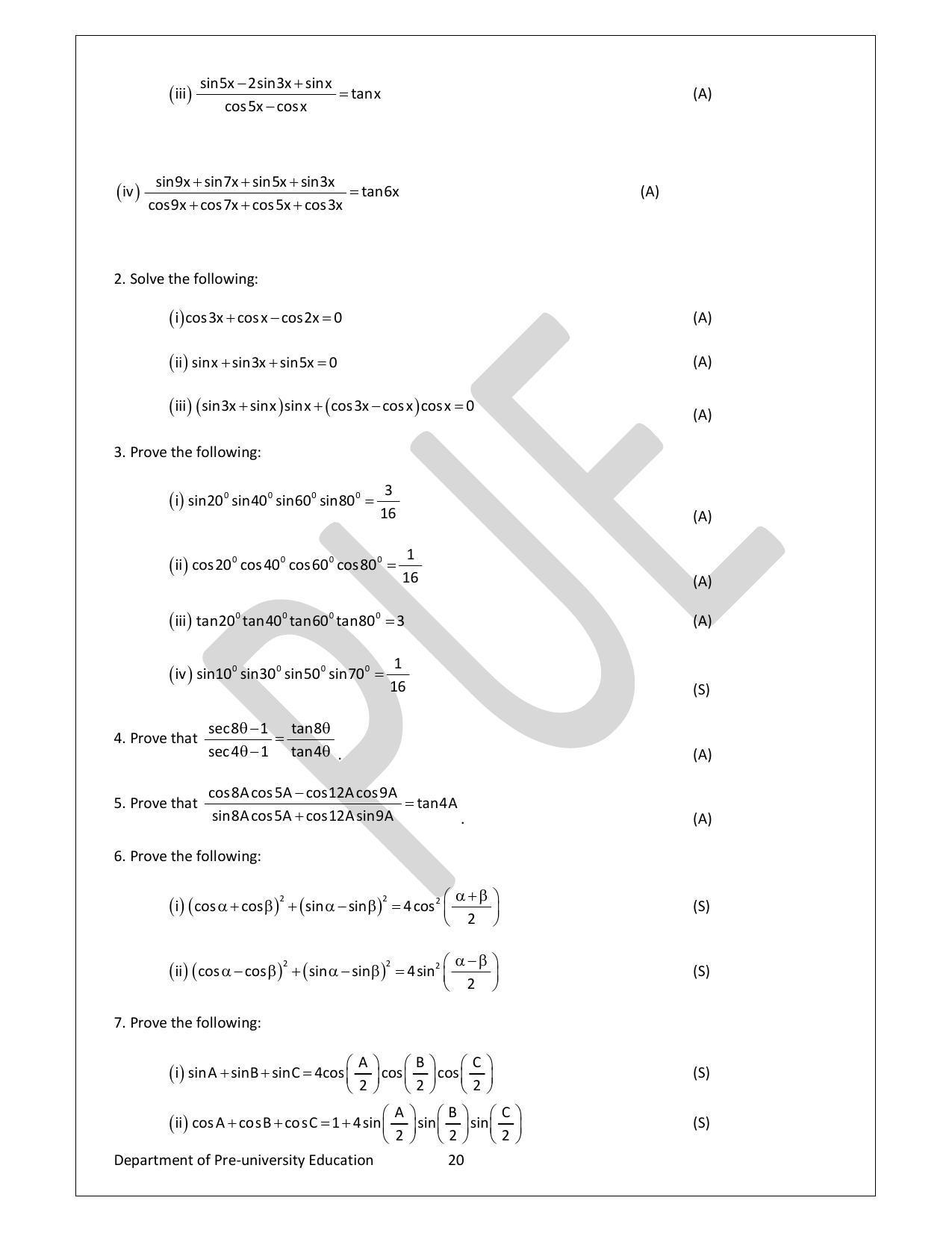 Karnataka 1st PUC Question Bank for Mathematics - Page 20