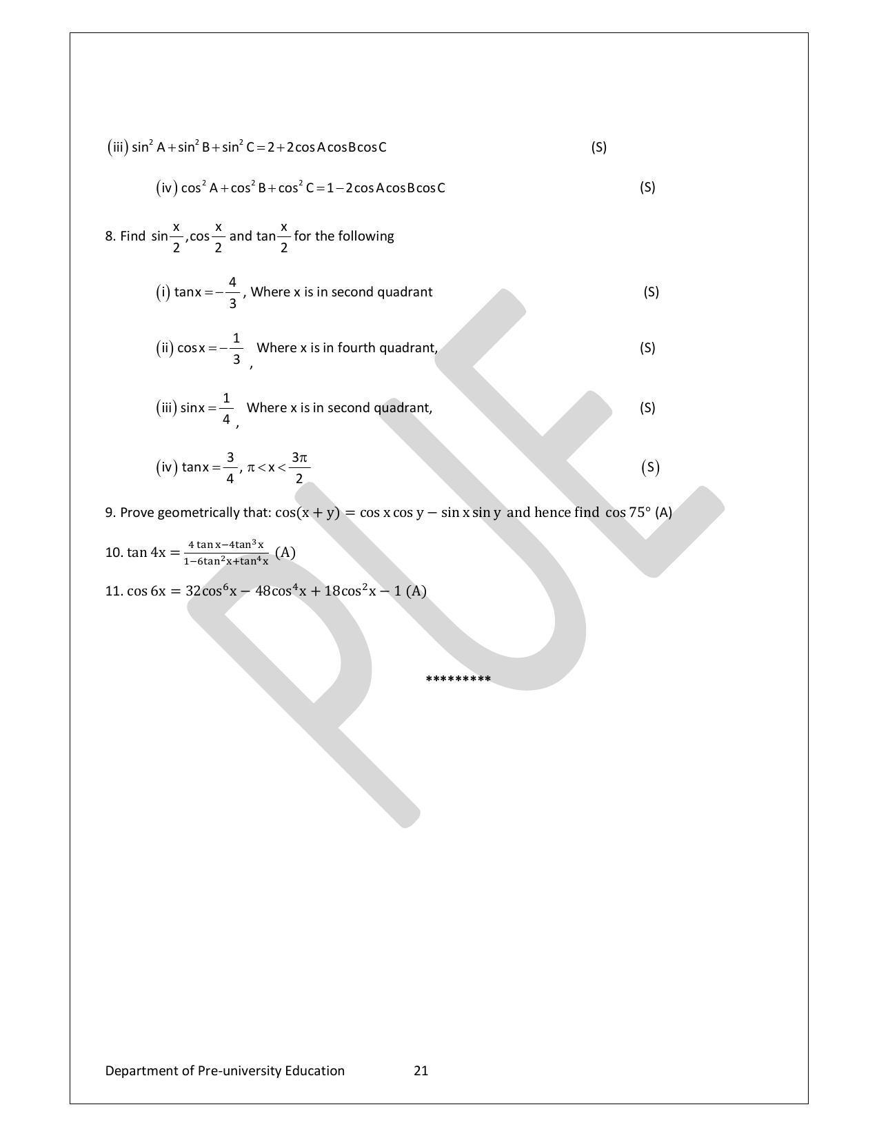 Karnataka 1st PUC Question Bank for Mathematics - Page 21