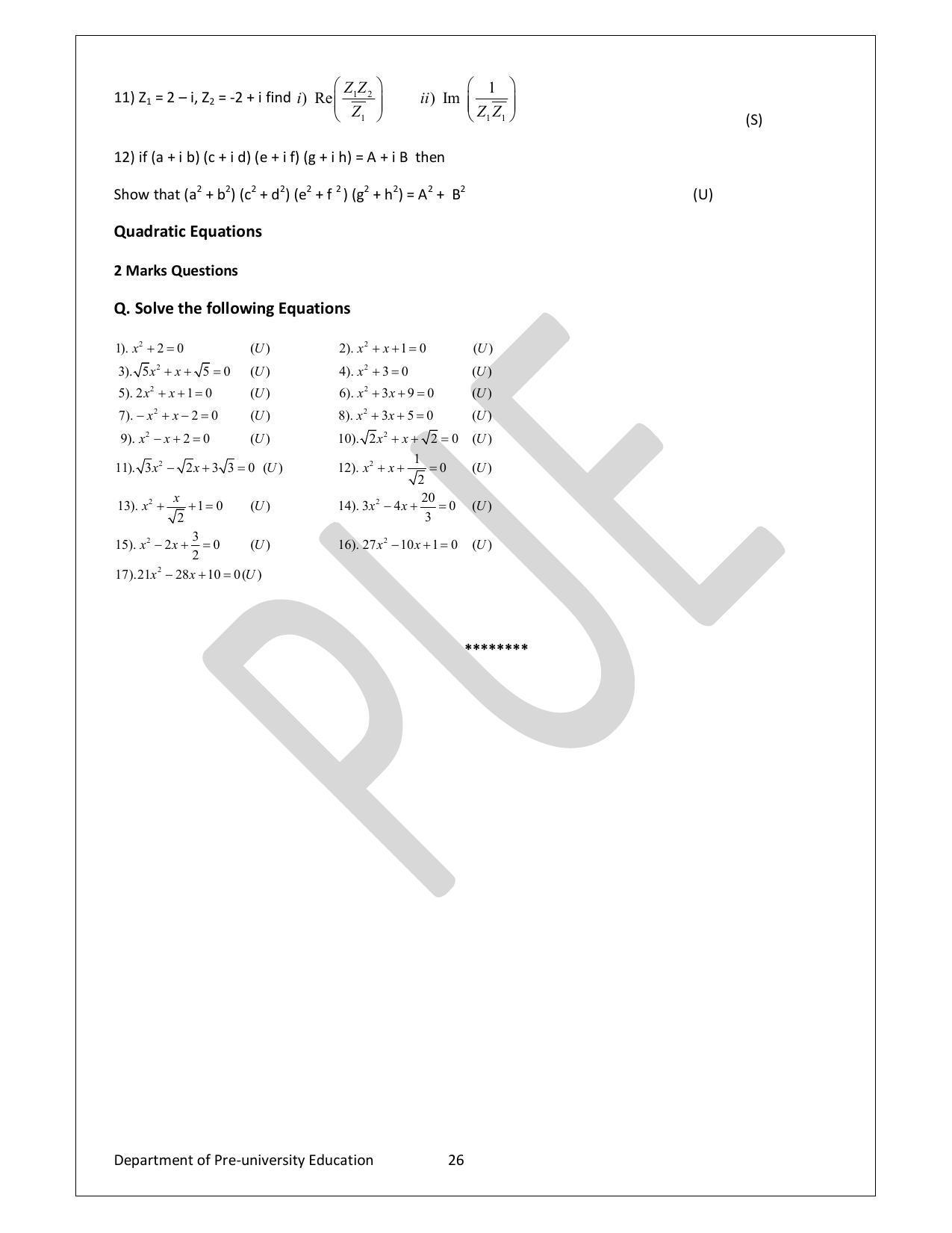 Karnataka 1st PUC Question Bank for Mathematics - Page 26