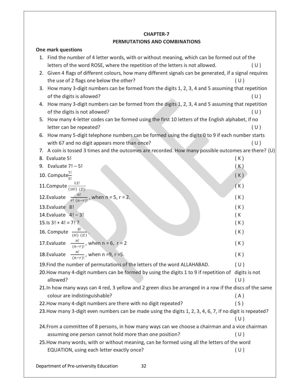 Karnataka 1st PUC Question Bank for Mathematics - Page 32
