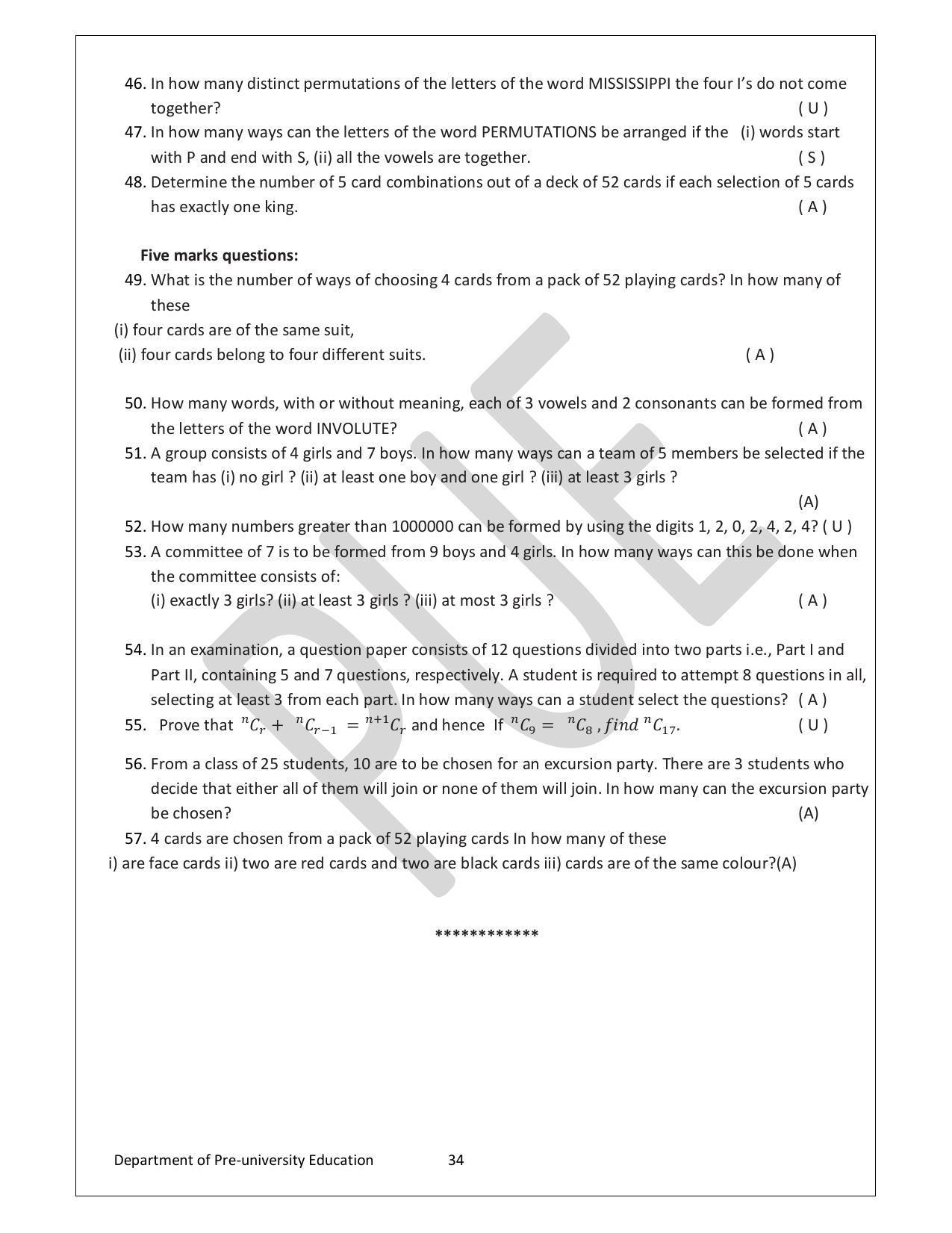 Karnataka 1st PUC Question Bank for Mathematics - Page 34