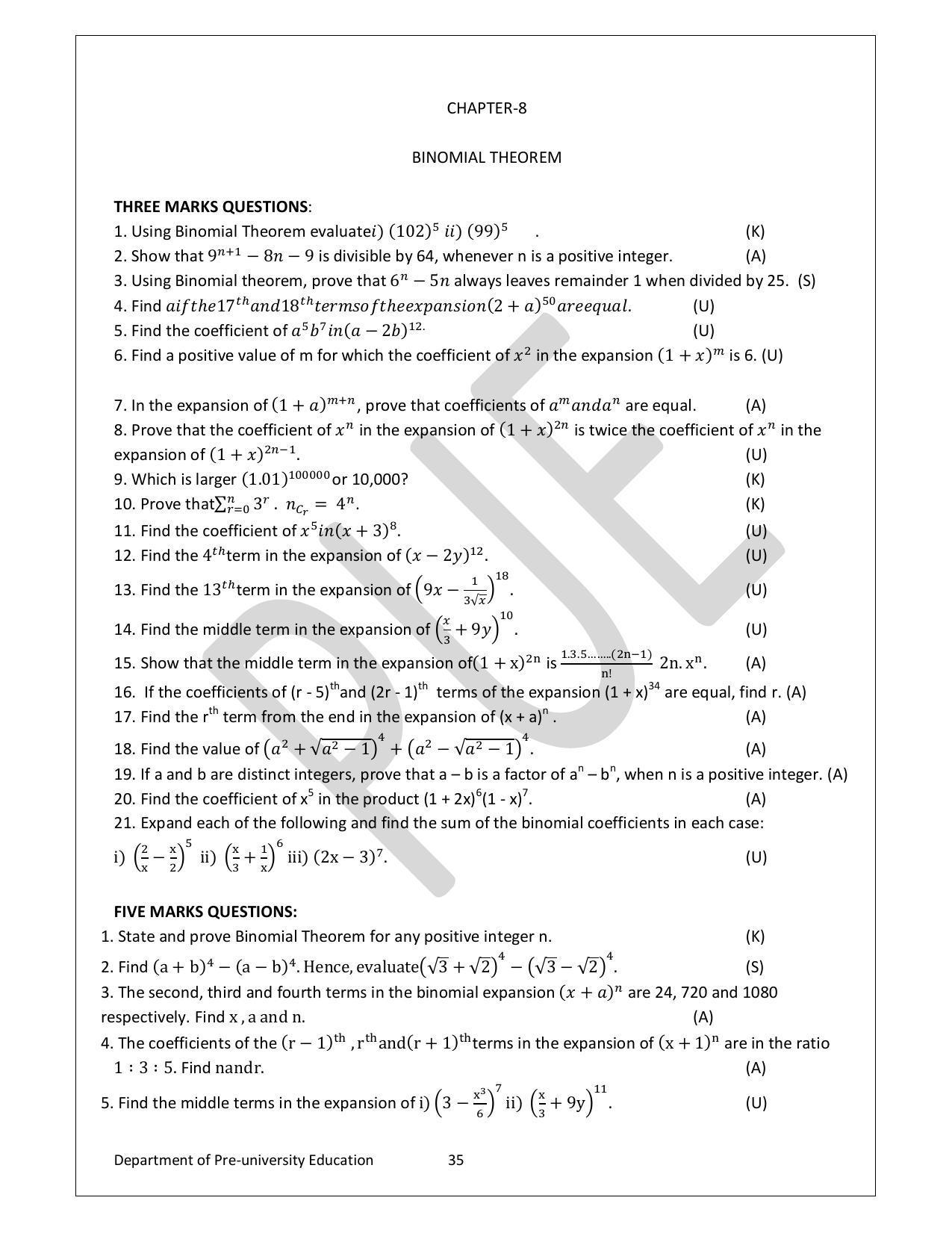 Karnataka 1st PUC Question Bank for Mathematics - Page 35