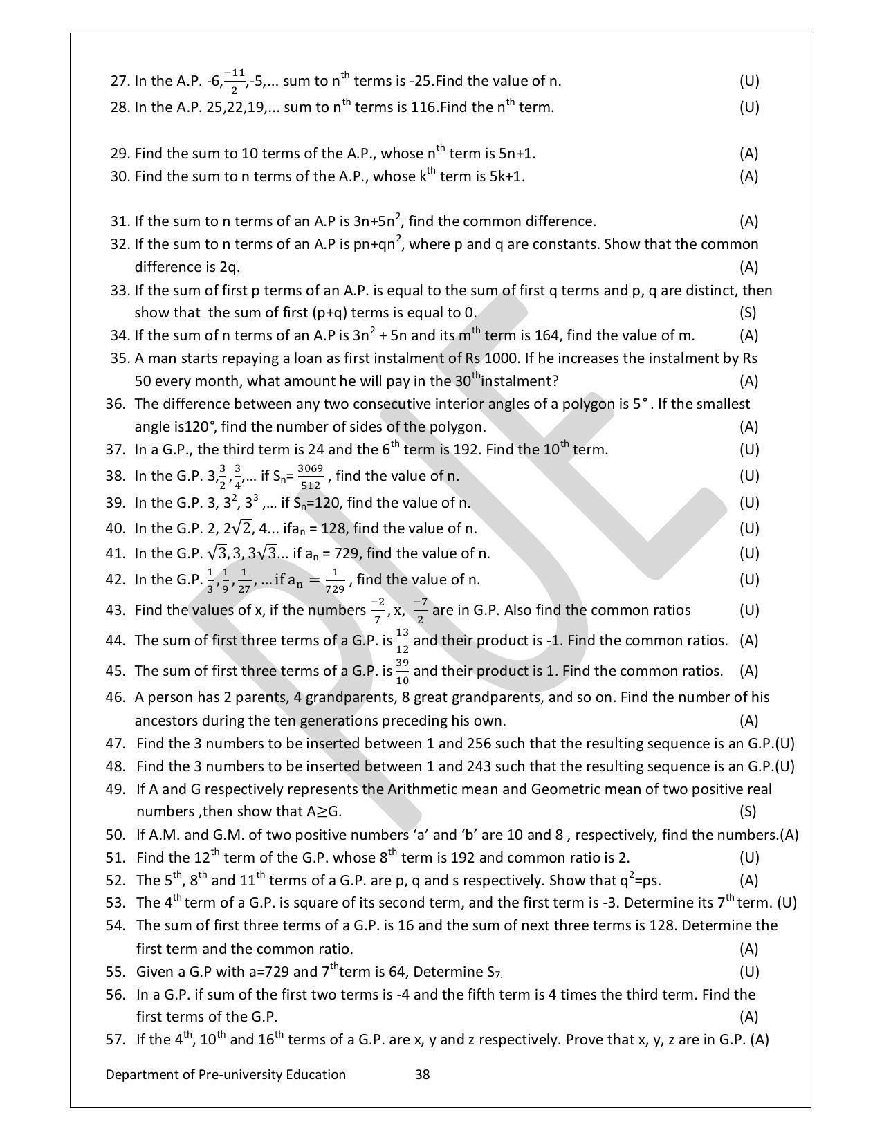 Karnataka 1st PUC Question Bank for Mathematics - Page 38