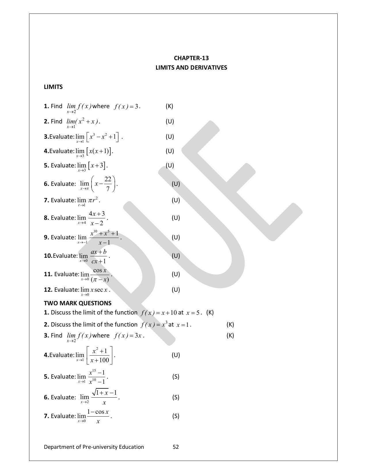 Karnataka 1st PUC Question Bank for Mathematics - Page 52